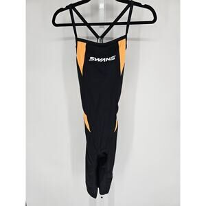 Sawns Sz 170/92 One Piece Athletic Racing Swimsuit Black Gold